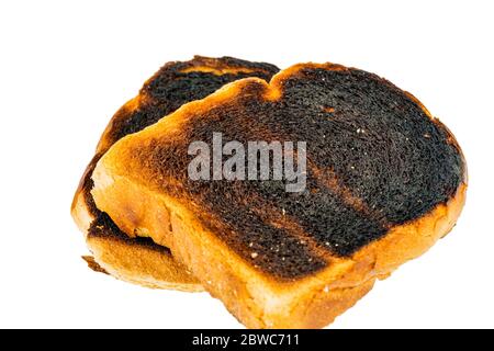 Le toastret est un beim toasten verbannt. Verbannte Toastscheiben beim Fruehstueck.