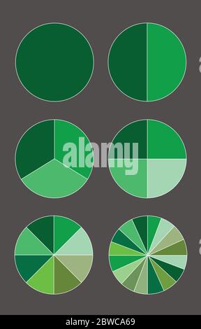 graphiques à secteurs - diagrammes pour les infographies en vecteur de couleurs vertes Illustration de Vecteur