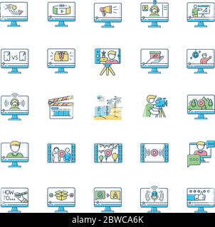 Jeu d'icônes de couleur RVB de production vidéo Illustration de Vecteur