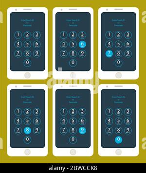 Smartphone Entrez Touch ID ou Passcode six, sept, huit, neuf, zéro, illustration vectorielle Illustration de Vecteur