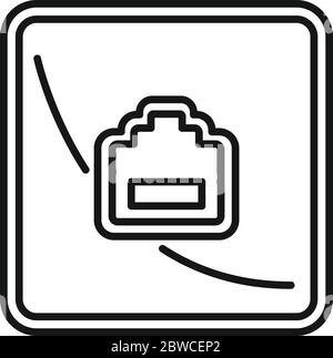 Icône de prise murale du port LAN. Contour port lan icône de vecteur de prise murale pour la conception Web isolée sur fond blanc Illustration de Vecteur