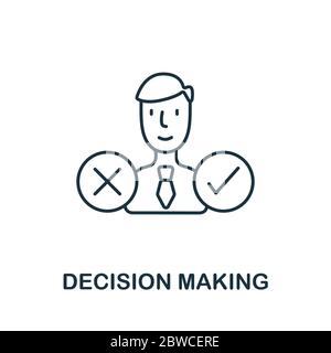 Icône de prise de décision de la collection de planage. Ligne simple icône de prise de décision pour les modèles, la conception Web et les infographies Illustration de Vecteur