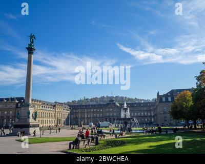 Schlossplatz et Jubilee Column, Stuttgart Banque D'Images