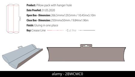 Oreiller avec trou de suspension modèle de conception d'emballage collage découpe - vecteur Illustration de Vecteur