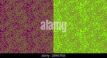 Motif vert abstrait sans couture avec feuilles de cannabis. Illustration vectorielle. Illustration de Vecteur