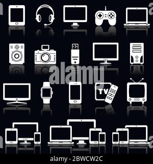 Ensemble d'icônes de périphériques numériques modernes Illustration de Vecteur