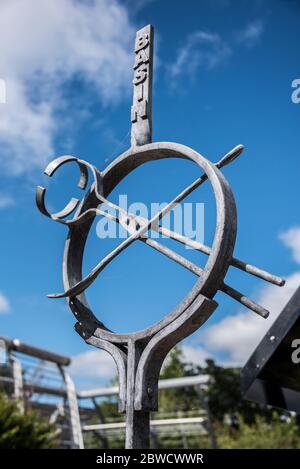 Sculpture du patrimoine de Basin Foudry à Sothbank Marina, Kirkintilloch, East Dunbartonshire Banque D'Images