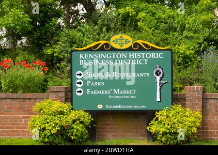 USA Maryland MD Kensington Historic Business District signe Montgomery County shopping Banque D'Images