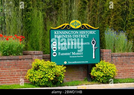 USA Maryland MD Kensington Historic Business District signe Montgomery County shopping Banque D'Images