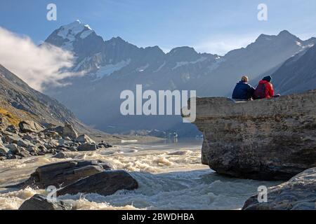 Lac Hooker et Aoraki/Mt Cook Banque D'Images