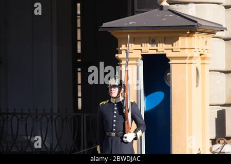 Stockholm, Suède - octobre 19 2018 : changement de garde au Palais royal de Stockholm le 19 2018 octobre à Stockholm, Suède. Banque D'Images