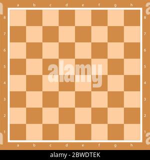 Brown Conseil d'Échecs Vue supérieure avec la notation algébrique, Vector Illustration. Le carrelage en échiquier. Illustration de Vecteur