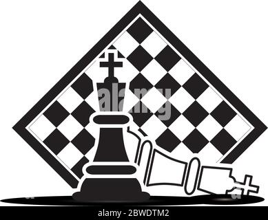 Checkmate en échiquier sur fond blanc Vector Illustration. Roi d'échecs Pièces Chiffres. Illustration de Vecteur