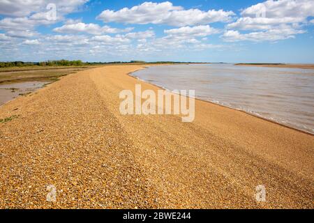 En amont, rivière Ore très près de son embouchure à North Weir point, Shingle Street, Hollesley, Suffolk, Angleterre, Royaume-Uni Banque D'Images