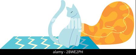 le chat repose sur un motif vectoriel de tapis de salon Illustration de Vecteur