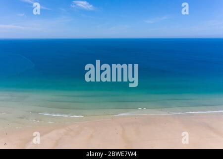 Photographie aérienne de Hayle Beach, Cornwall, Angleterre Banque D'Images