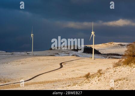 Éoliennes. Plateau de Cezallier. Parc naturel régional des Volcans d'Auvergne. Puy de Dôme. Auvergne. France Banque D'Images