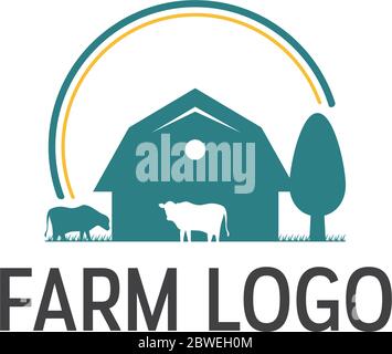 Modèle de logo de bœuf de ferme de bovins de vache Illustration de Vecteur