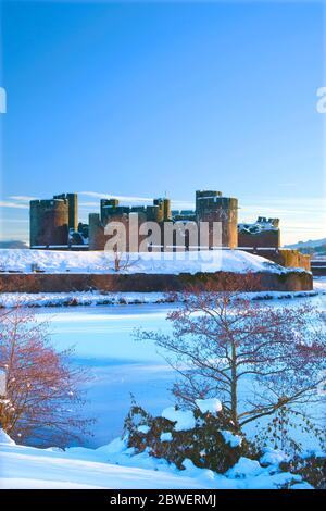 Château de Caerphilly, Mid Glamorgan, Caerphilly, pays de Galles, Royaume-Uni Banque D'Images