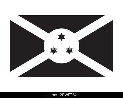 Burundi drapeau noir et blanc. Bannière nationale du logo. Fichier vectoriel EPS monochrome en niveaux de gris. Illustration de Vecteur