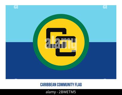 Illustration du vecteur du drapeau de la communauté des Caraïbes sur fond blanc. Drapeau de la CARICOM Banque D'Images