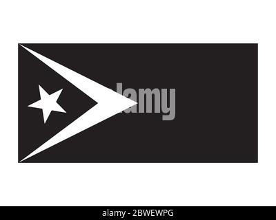 Drapeau noir et blanc Timor Leste. Bannière nationale du logo. Fichier vectoriel EPS monochrome en niveaux de gris. Illustration de Vecteur