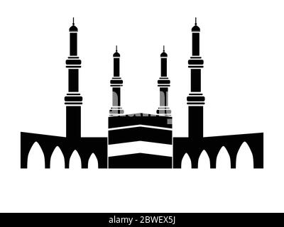 Kaaba à la Grande Mosquée de la Mecque. Pictogramme noir et blanc. Vecteur EPS Illustration de Vecteur