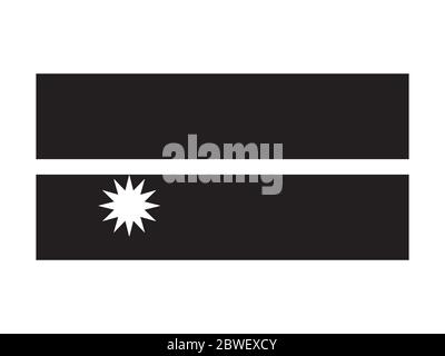 Nauru drapeau noir et blanc. Bannière nationale du logo. Fichier vectoriel EPS monochrome en niveaux de gris. Illustration de Vecteur