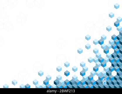 Modèle de bannière Web de technologie d'information. Arrière-plan futuriste bleu hi-tech. Résumé texture scientifique moderne. Cubes hexagonaux en peigne à miel. Vecteur Illustration de Vecteur