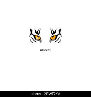 Mascotte tigre. Yeux tigre sur fond blanc Illustration de Vecteur