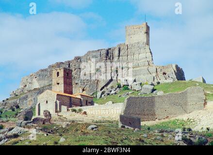 Château. Atienza, province de Guadalajara, Castilla la Mancha, Espagne. Banque D'Images