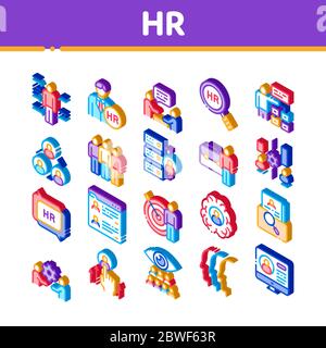 Les icônes isométriques des ressources humaines définissent le vecteur Illustration de Vecteur