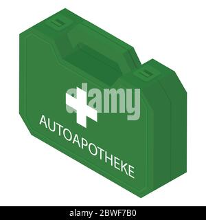 Boîte de kit de premiers soins isolée sur fond blanc, vecteur de vue isométrique Illustration de Vecteur