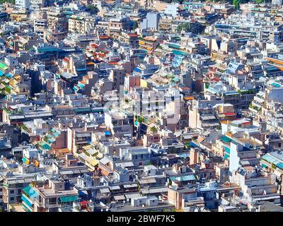 Vue aérienne des maisons et de la vie à Athènes en Grèce Banque D'Images