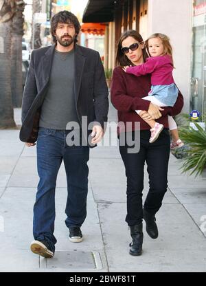 Ben Affleck et Jennifer Garner prennent Seraphina pour le petit déjeuner, Santa Monica, CA Banque D'Images