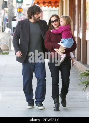 Ben Affleck et Jennifer Garner prennent Seraphina pour le petit déjeuner, Santa Monica, CA Banque D'Images