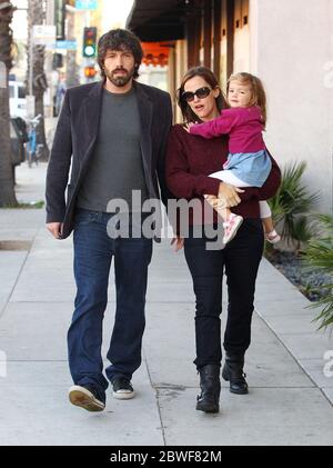 Ben Affleck et Jennifer Garner prennent Seraphina pour le petit déjeuner, Santa Monica, CA Banque D'Images