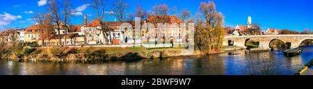 Belles villes d'Allemagne - pittoresque Regensburg sur le Danube. Sites de Bavière Banque D'Images