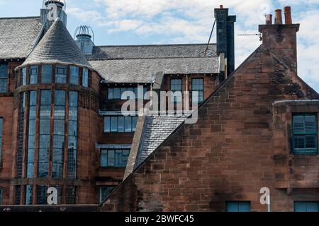 Un gros plan de la Charles Rennie Mackintosh a conçu Scotland Street School Museum à Tradeston, Glasgow. Banque D'Images