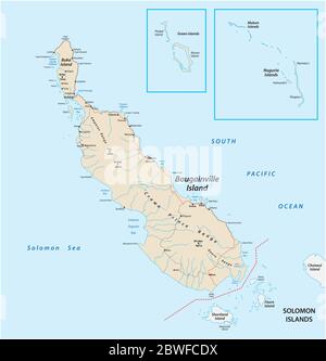 Carte vectorielle de la région autonome de Bougainville, Papouasie-Nouvelle-Guinée Illustration de Vecteur