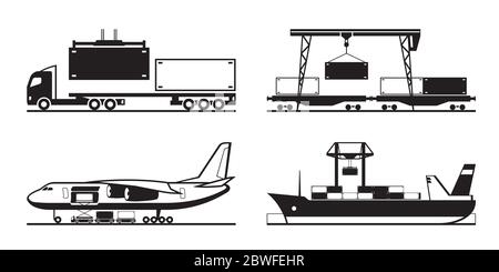 Chargement du conteneur sur le terminal de chargement - illustration vectorielle Illustration de Vecteur