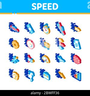 Vitesse Fast Motion Isométrique icônes définir le vecteur Illustration de Vecteur