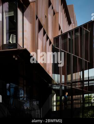 Détail du revêtement en bronze. BEECROFT Building, Oxford, Royaume-Uni. Architecte: Hawkins Brown Architects LLP, 2018. Banque D'Images