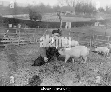 Ferme des acteurs populaires M. Henry Ainley consacre son temps libre à sa ferme à Chart Lodge , Seal 21 mars 1924 Banque D'Images