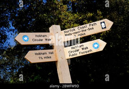 indications pour la marche à holkham beach, nord de norfolk, angleterre Banque D'Images