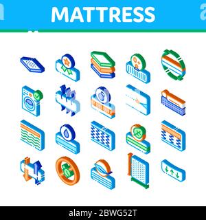 Matelas Orthopédie Isometric Icons Set Vector Illustration de Vecteur