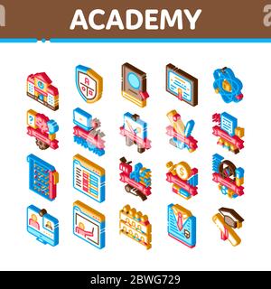 Academy Educational Isométrique Icons Set Vector Illustration de Vecteur