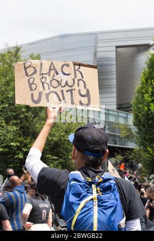 Rassemblement de protestation Black Lives Matter à Eugene, Oregon, États-Unis, 31/05/2020. Banque D'Images