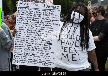 Rassemblement de protestation Black Lives Matter à Eugene, Oregon, États-Unis, 31/05/2020. Banque D'Images