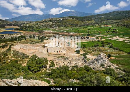 Vue sur les ruines de l'ancienne ville lycienne de Patara, à Antalya, Turquie Banque D'Images